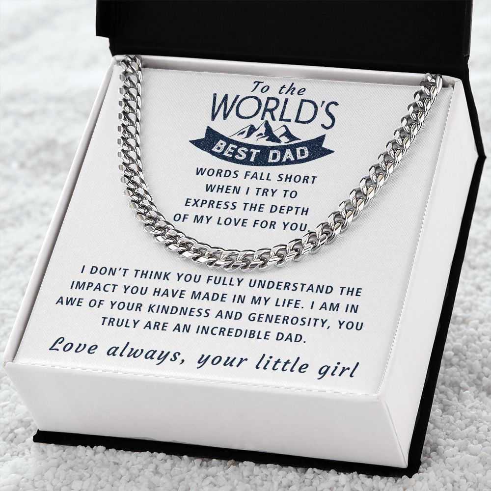 Words Fall Short - Length Adjustable Cuban Link Chain For Dad