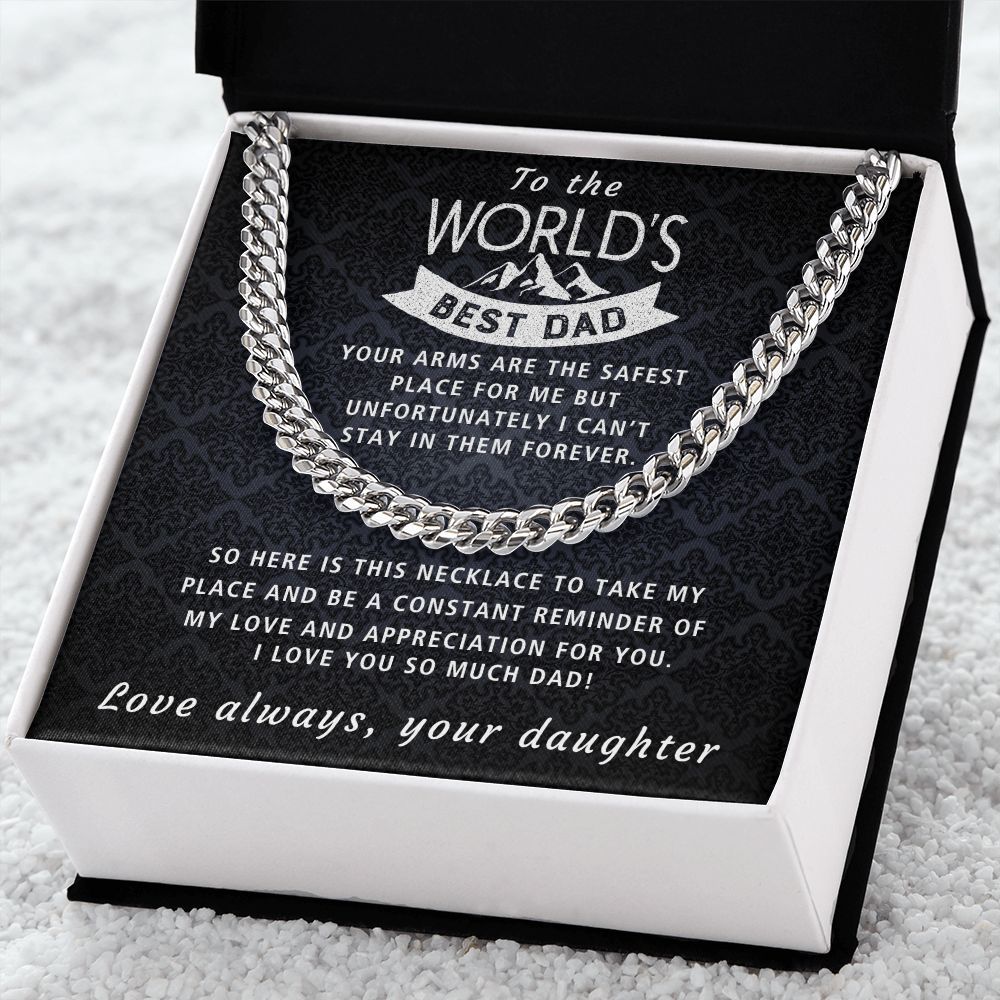 Your Arms, My Safest Place - Length Adjustable Cuban Link Chain For Dad