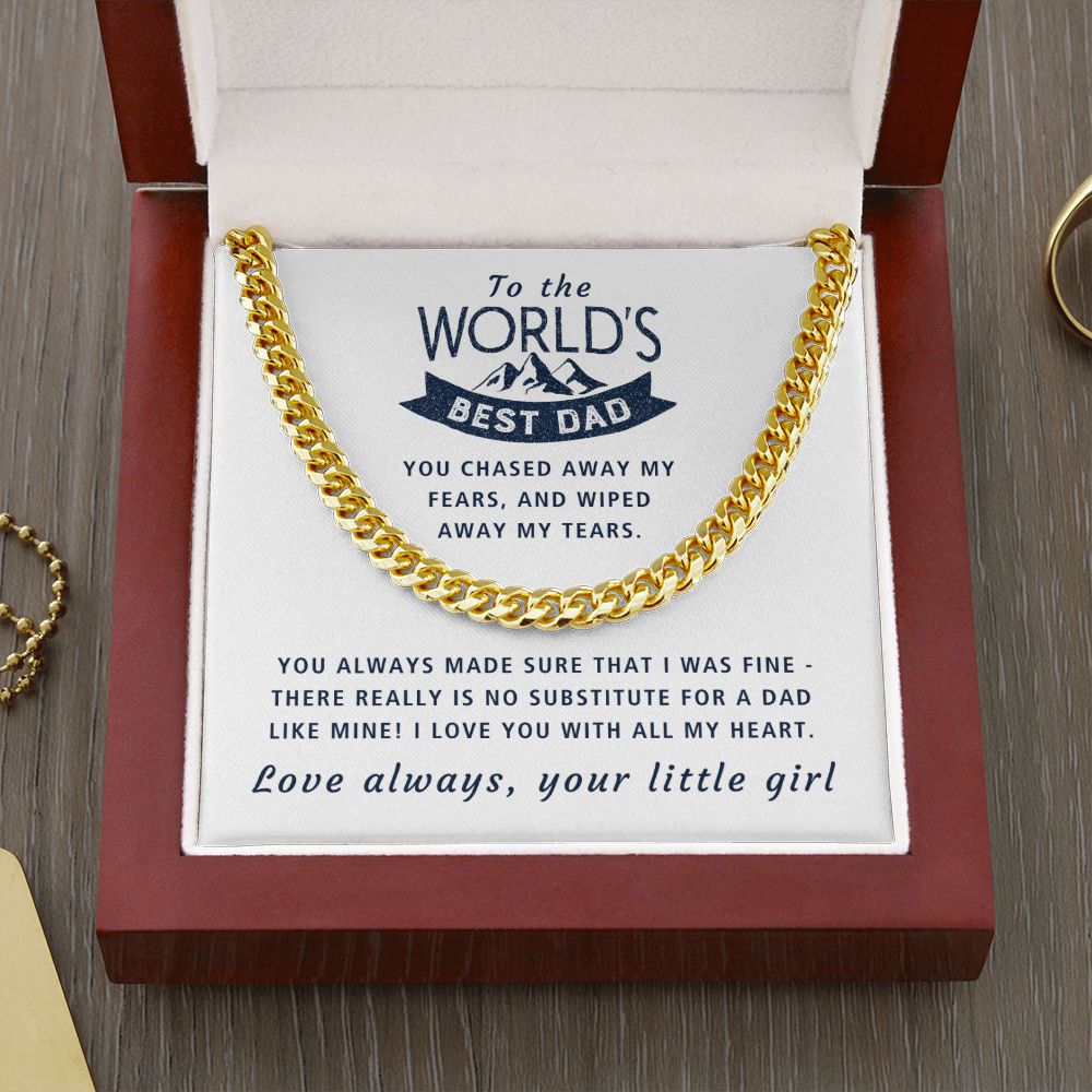 No Substitute For A Dad Like Mine - Length Adjustable Cuban Link Chain For Dad