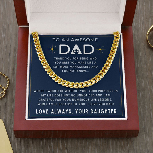 For Being Who You Are - Length Adjustable Cuban Link Chain For Dad