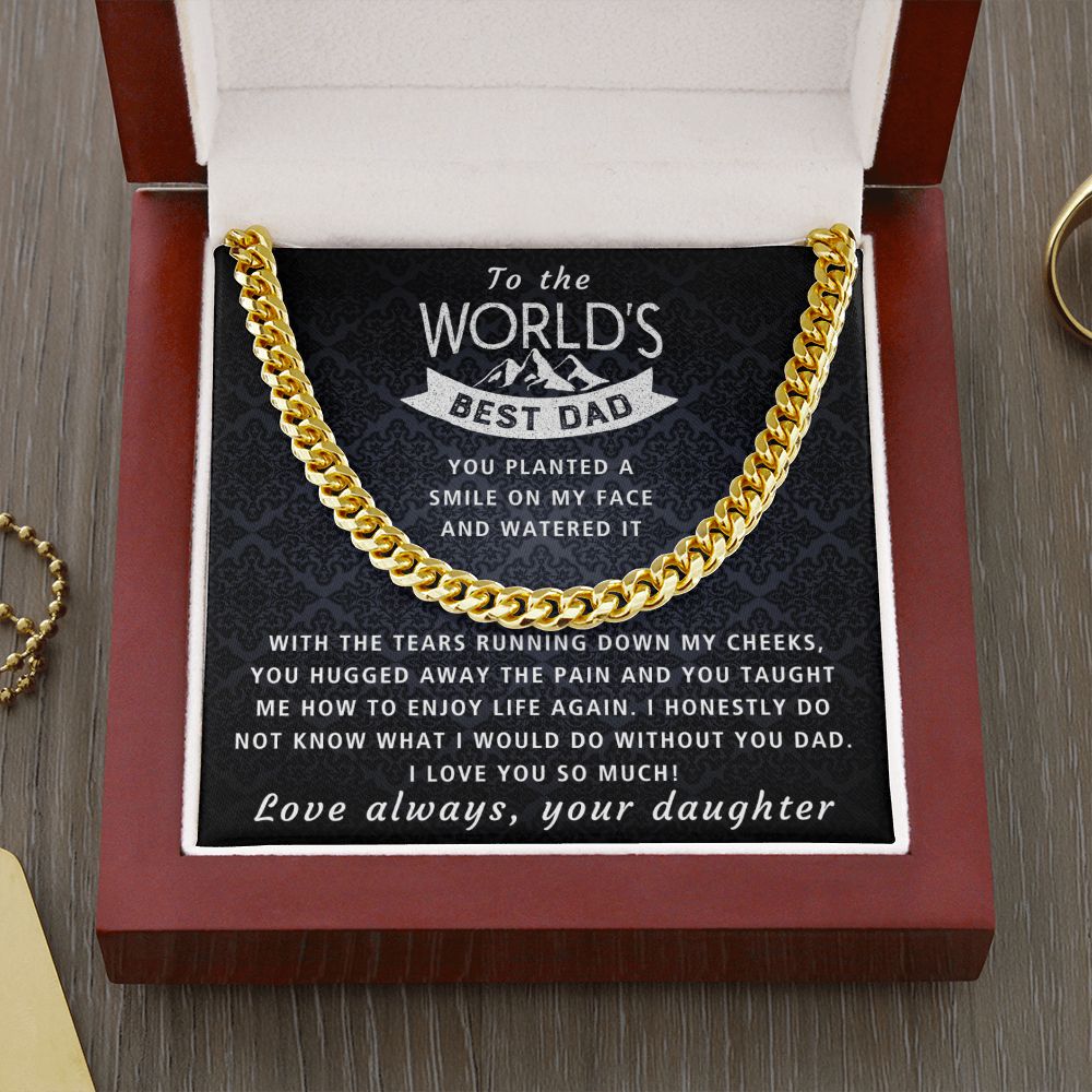 You Hugged Away The Pain - Length Adjustable Cuban Link Chain For Dad