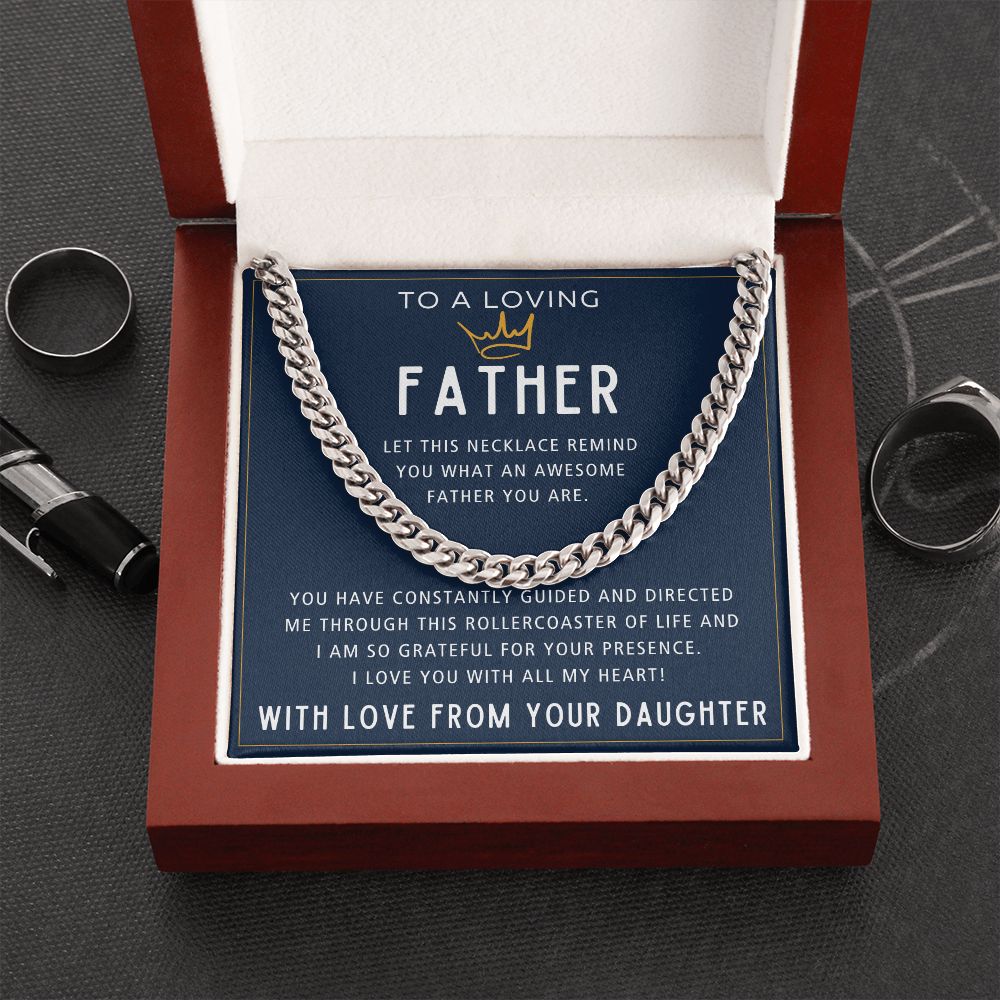 Through This Rollercoaster Of Life - Length Adjustable Cuban Link Chain For Dad