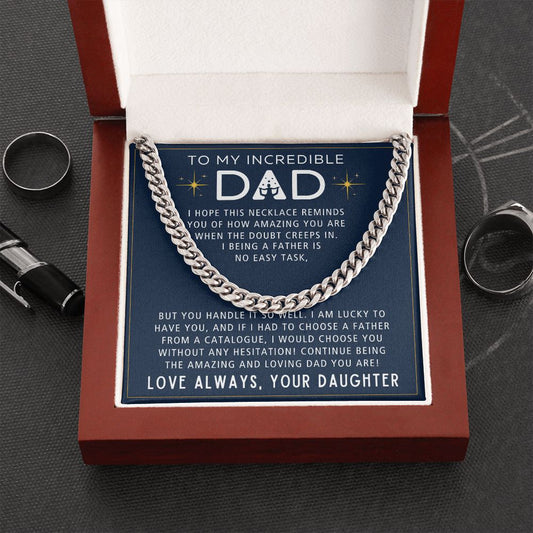 No Easy Task - Length Adjustable Cuban Link Chain For Dad