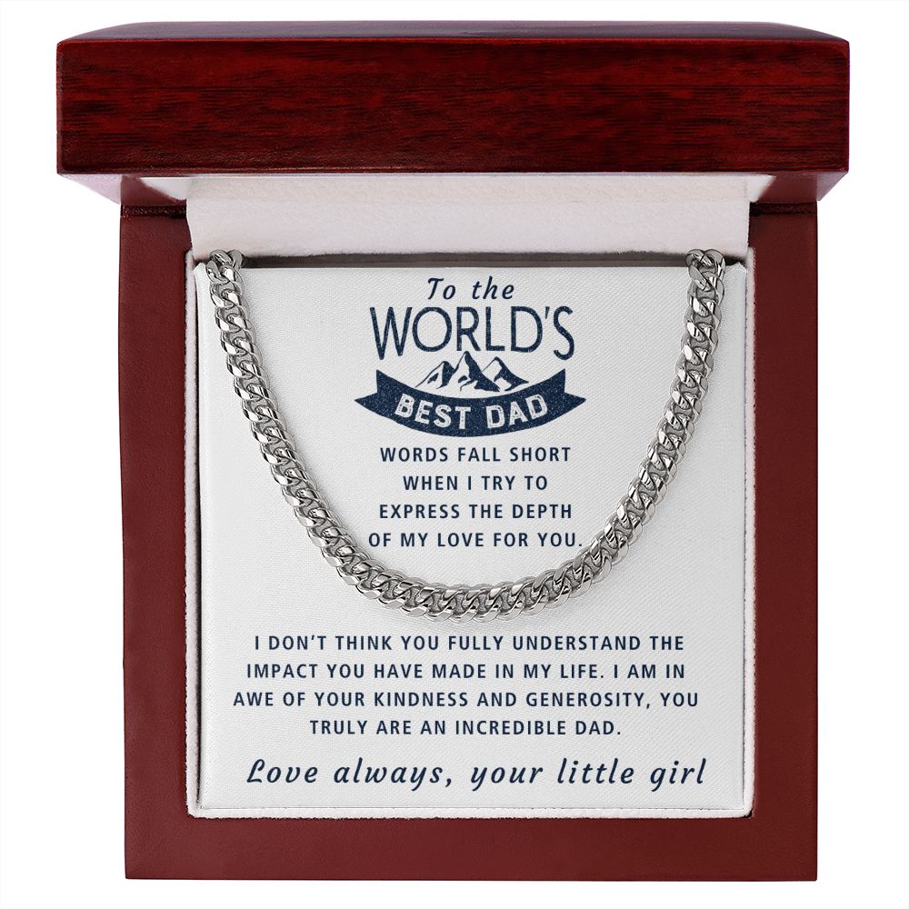 Words Fall Short - Length Adjustable Cuban Link Chain For Dad