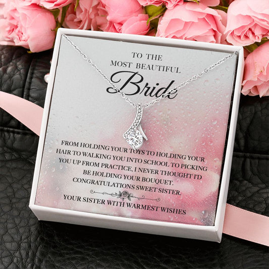Congratulations Sweet Sister - Alluring Beauty Necklace For Sister On Her Wedding Day