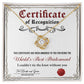 Certificate Of Recognition - Love Knot Necklace For World's Best Bridesmaid