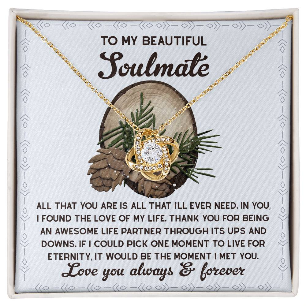 Through Life's Ups And Downs - Love Knot Necklace For Soulmate For Christmas