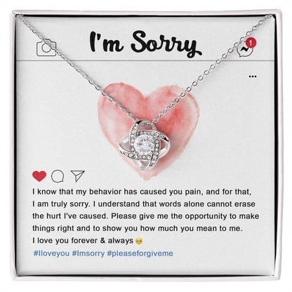 Cannot Erase The Hurt - Love Knot Apology Necklace