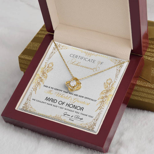 Certificate Of Achievement - Love Knot Necklace For Maid Of Honor