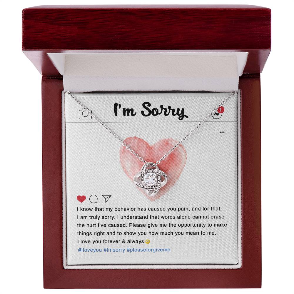 Cannot Erase The Hurt - Love Knot Apology Necklace