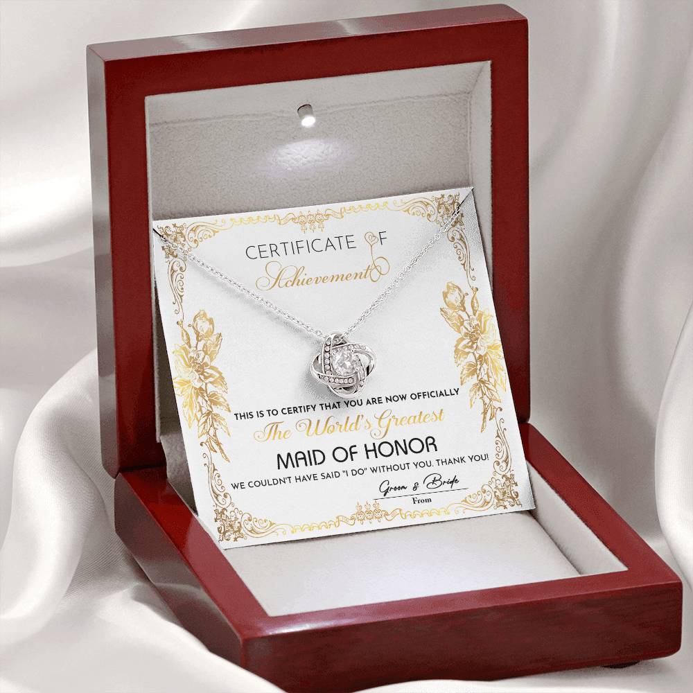 Certificate Of Achievement - Love Knot Necklace For Maid Of Honor