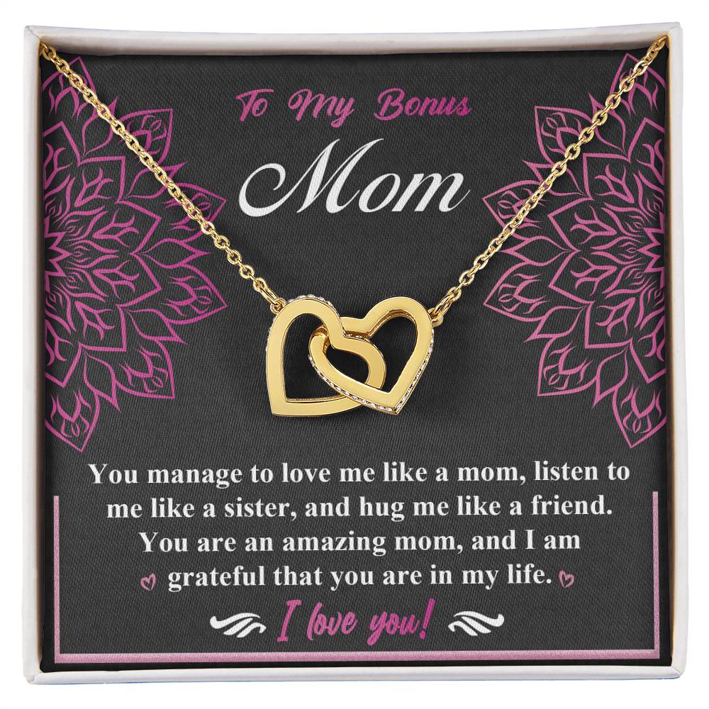 To Love Me Like A Mom - Interlocking Hearts Necklace For Bonus Mom