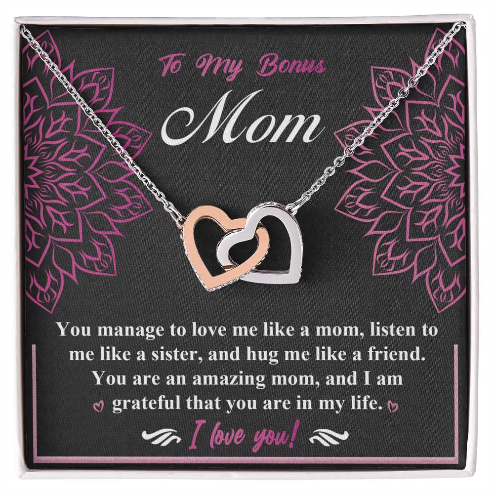 To Love Me Like A Mom - Interlocking Hearts Necklace For Bonus Mom