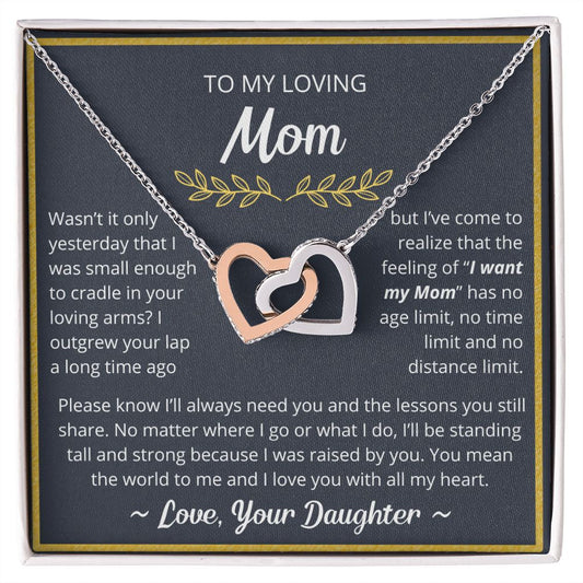 You Mean The World To Me - Interlocking Hearts Necklace For Mom