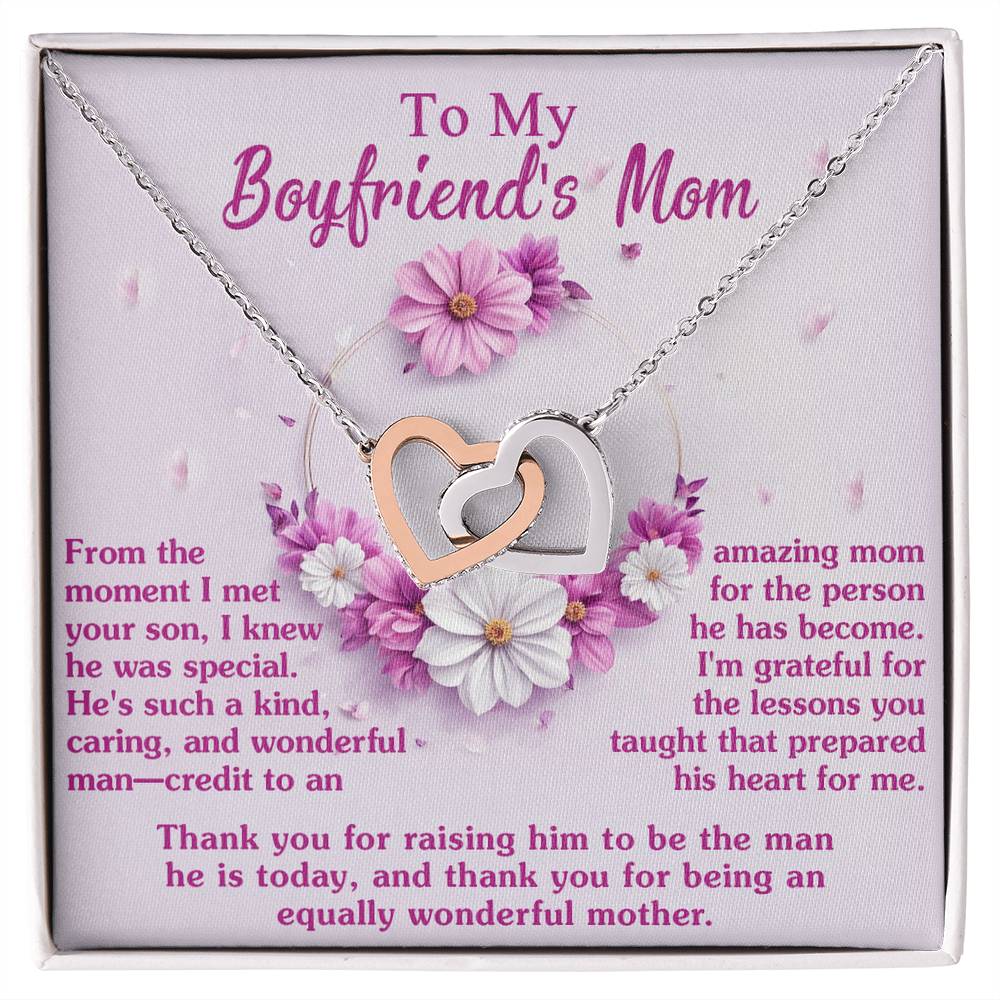 Wonderful Mother - Interlocking Hearts Necklace For Boyfriend's Mom