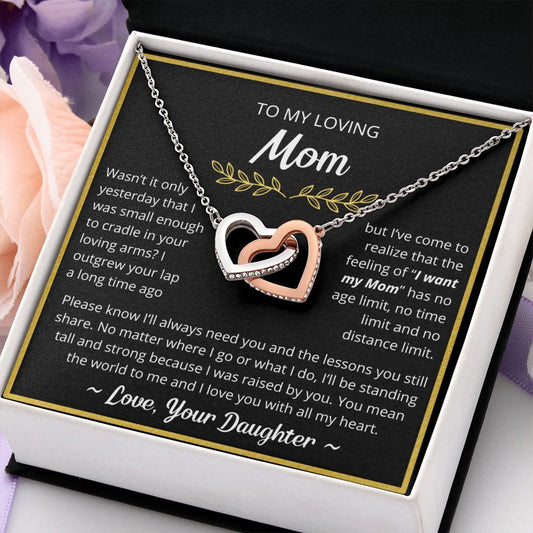You Mean The World To Me - Interlocking Hearts Necklace For Mom