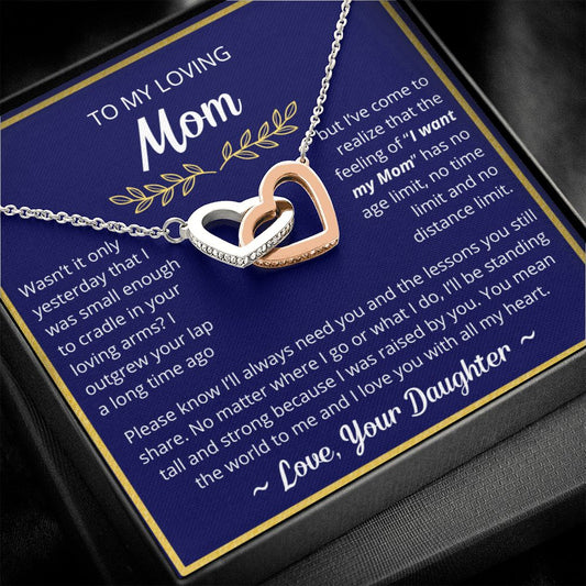 You Mean The World To Me - Interlocking Hearts Necklace For Mom