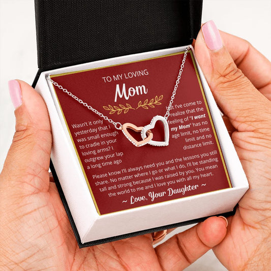 You Mean The World To Me - Interlocking Hearts Necklace For Mom