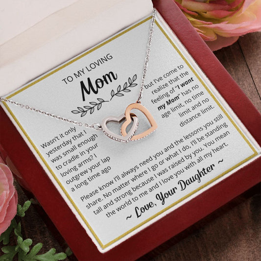 You Mean The World To Me - Interlocking Hearts Necklace For Mom