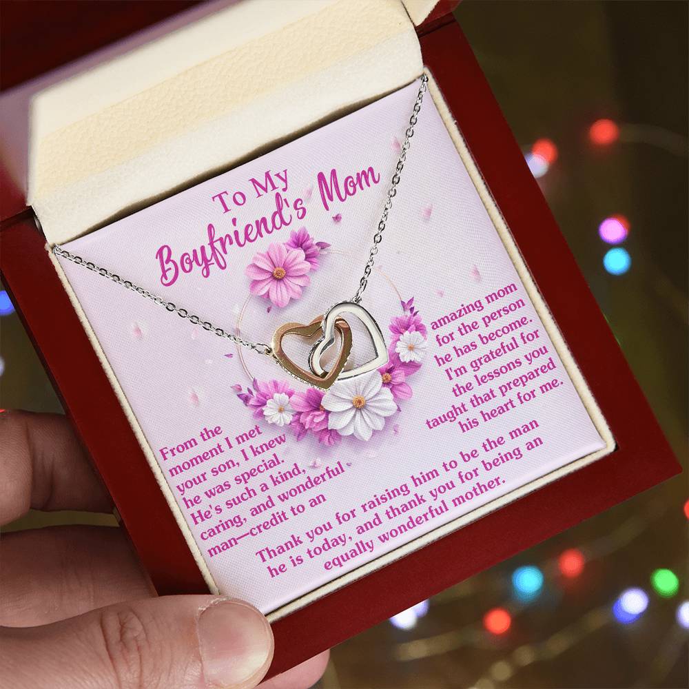 Wonderful Mother - Interlocking Hearts Necklace For Boyfriend's Mom