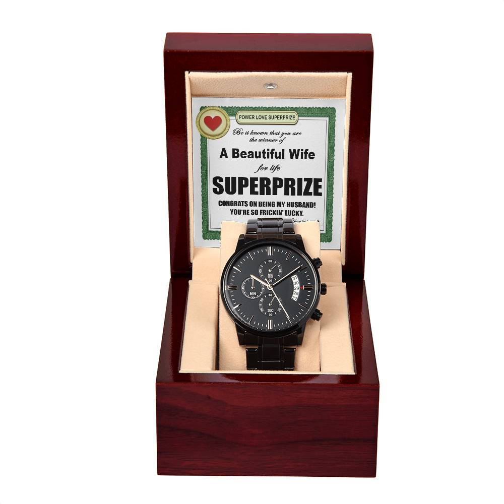 SuperPrize - Black Chronograph Watch For Husband