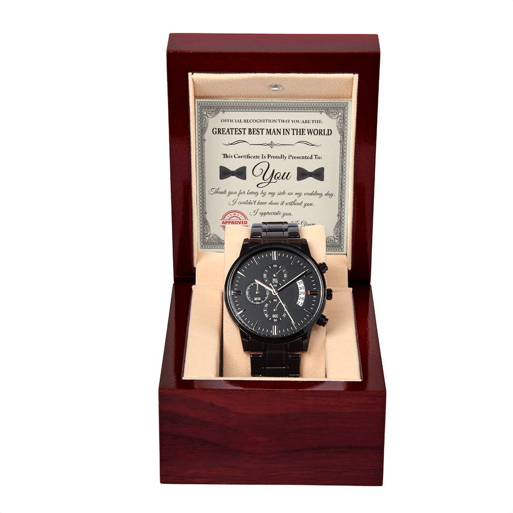 Greatest Best Man -  Black Chronograph Watch For Best Man