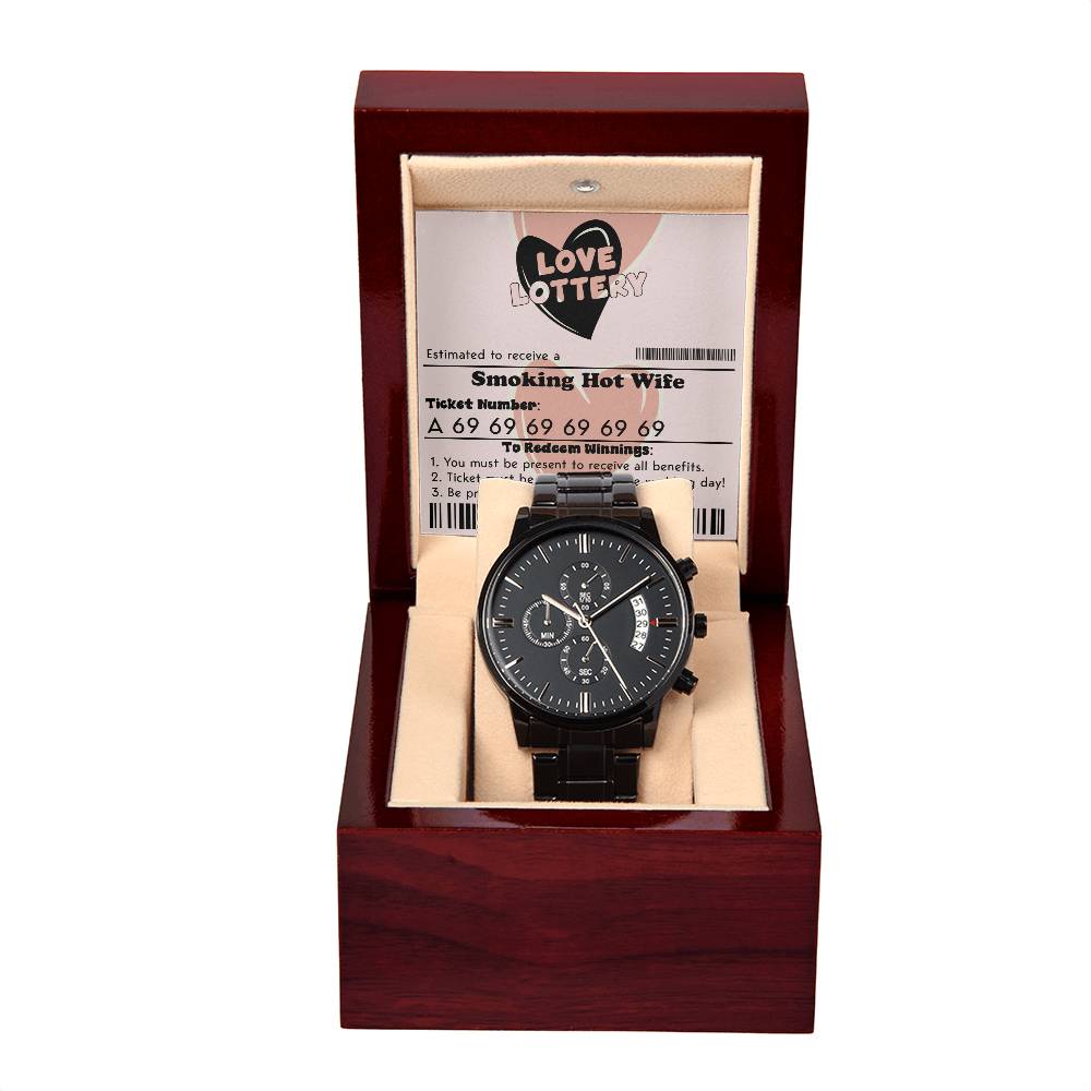 Love Lottery - Black Chronograph Watch For Husband