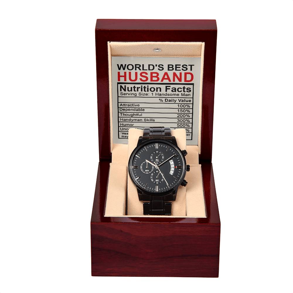 Nutrition Facts - Black Chronograph Watch For World's Best Husband