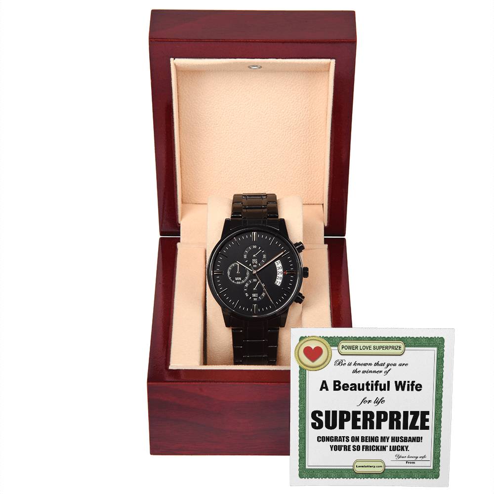 SuperPrize - Black Chronograph Watch For Husband