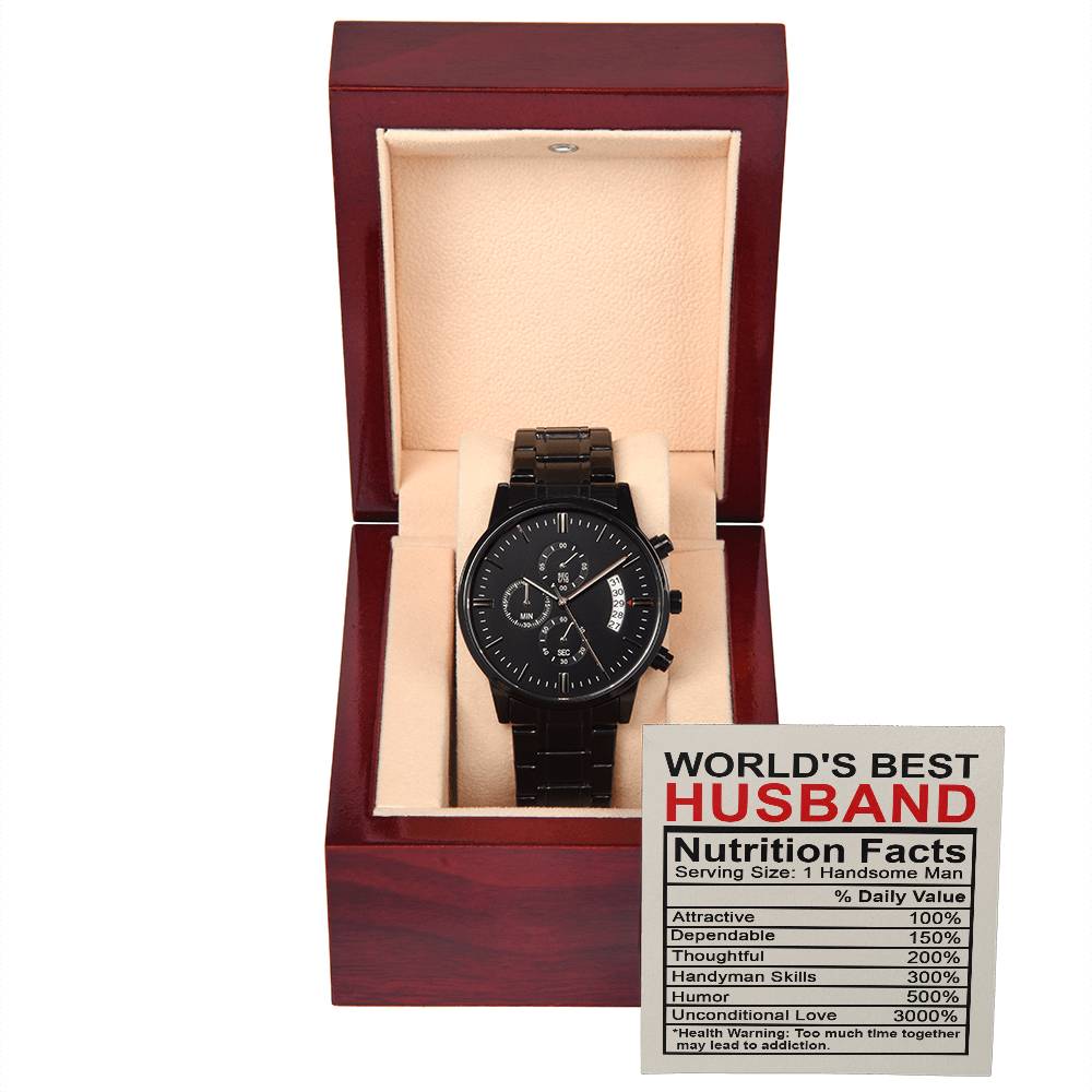 Nutrition Facts - Black Chronograph Watch For World's Best Husband