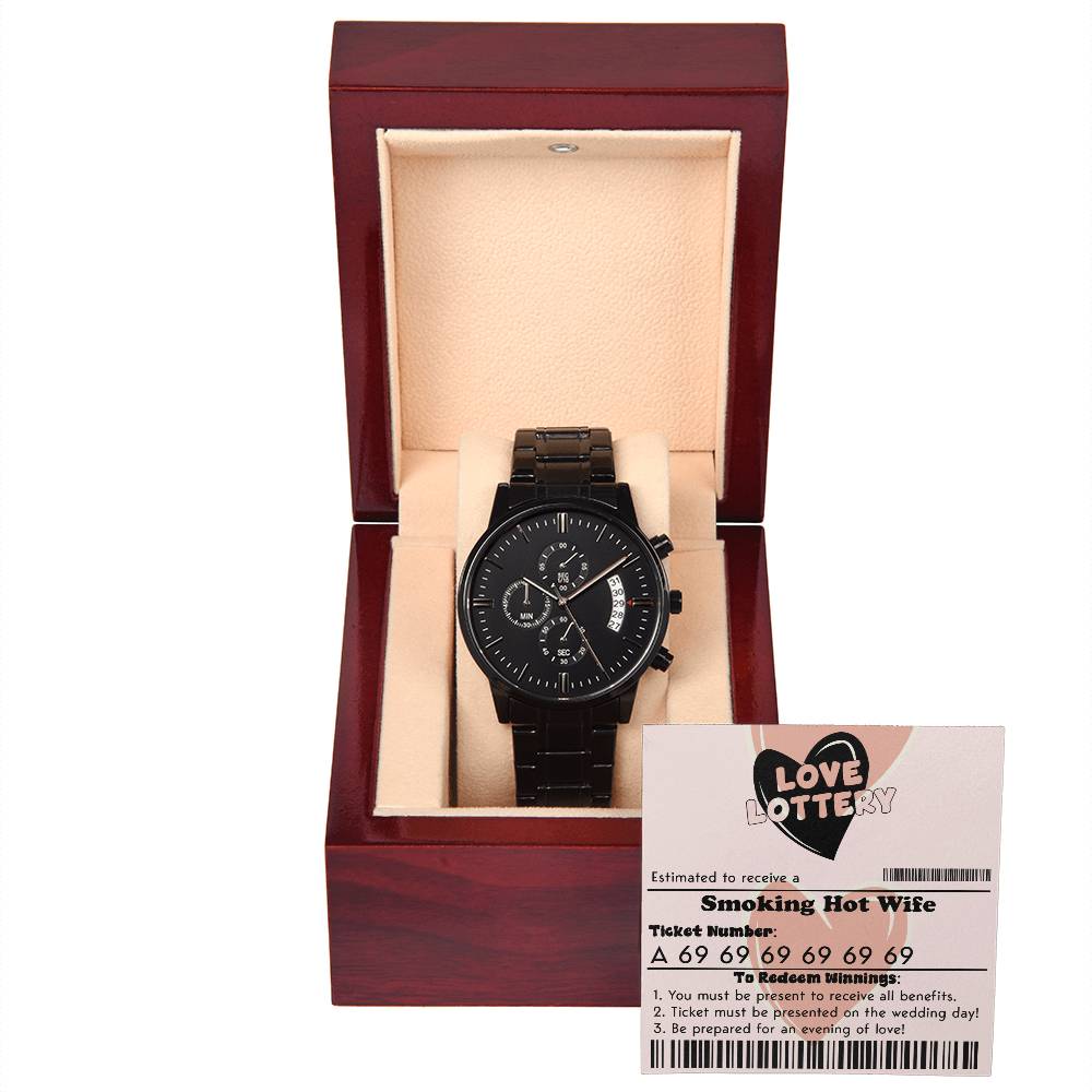 Love Lottery - Black Chronograph Watch For Husband