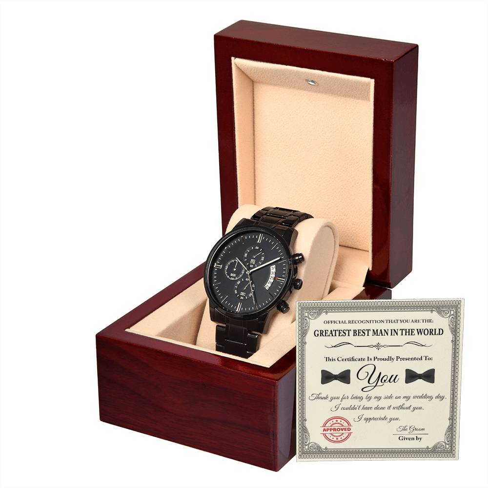 Greatest Best Man -  Black Chronograph Watch For Best Man