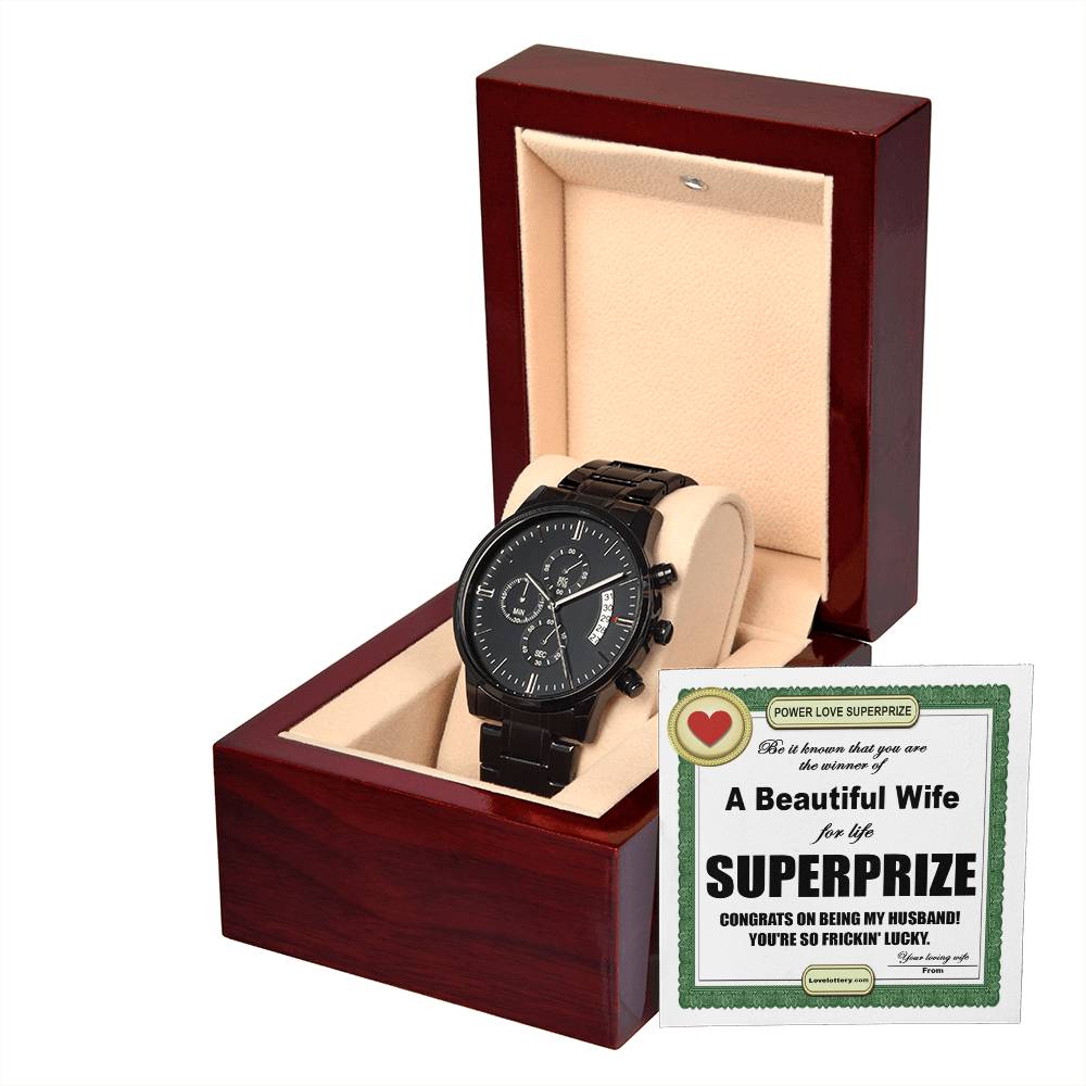 SuperPrize - Black Chronograph Watch For Husband