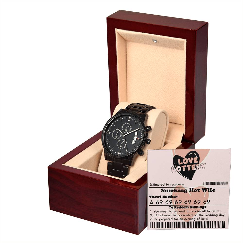 Love Lottery - Black Chronograph Watch For Husband