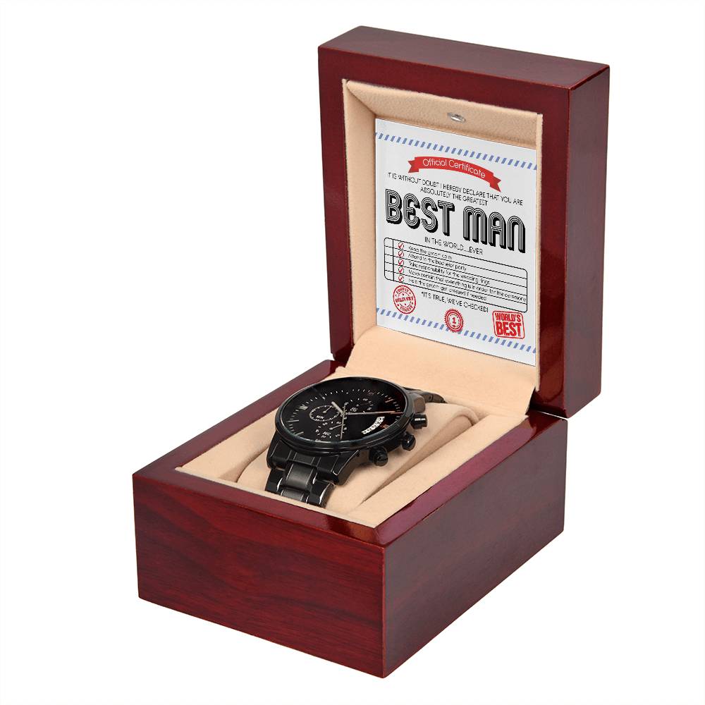 Official Certificate - Black Chronograph Watch For The Greatest Best Man