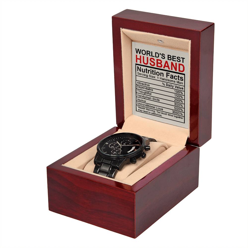 Nutrition Facts - Black Chronograph Watch For World's Best Husband