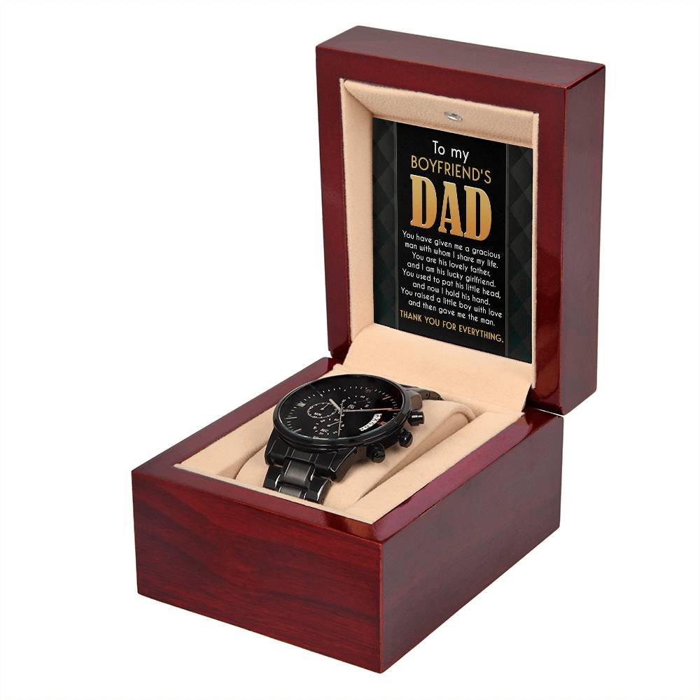 You Raised A Little Boy With Love - Black Chronograph Watch For Boyfriend's Dad