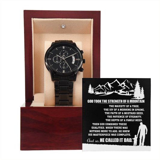 The Strength Of A Mountain - Black Chronograph Watch For Dad