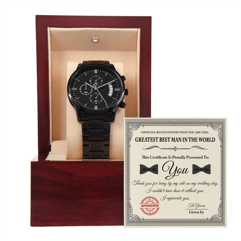 Greatest Best Man -  Black Chronograph Watch For Best Man