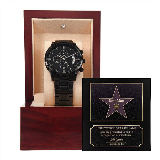 Star Of Fame - Black Chronograph Watch For The Best Man