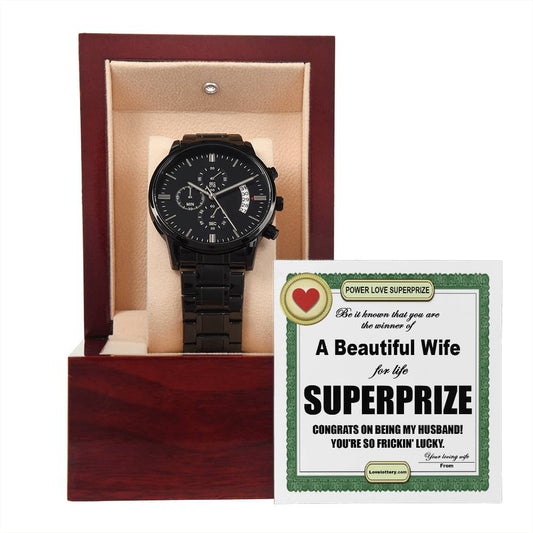 SuperPrize - Black Chronograph Watch For Husband