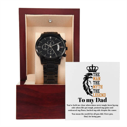 For All You Did - Black Chronograph Watch For Dad