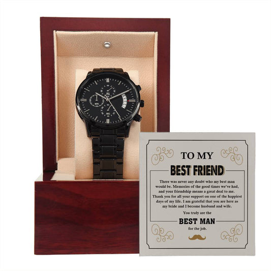 Never A Doubt - Black Chronograph Watch For Best Man