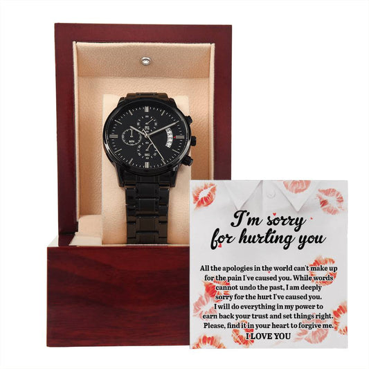 Set Things Right - Black Chronograph Apology Watch