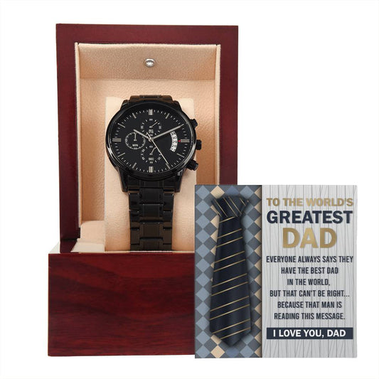 The Man Reading This Message - Black Chronograph Watch For Dad