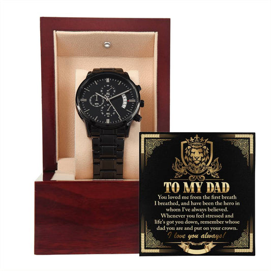 From The First Breath - Black Chronograph Watch For Dad