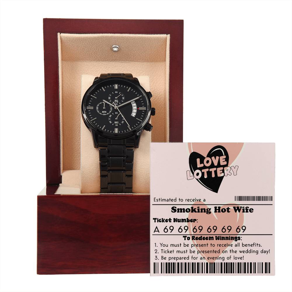 Love Lottery - Black Chronograph Watch For Husband