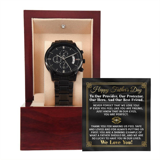 For Always Putting Us First - Black Chronograph Watch For Dad