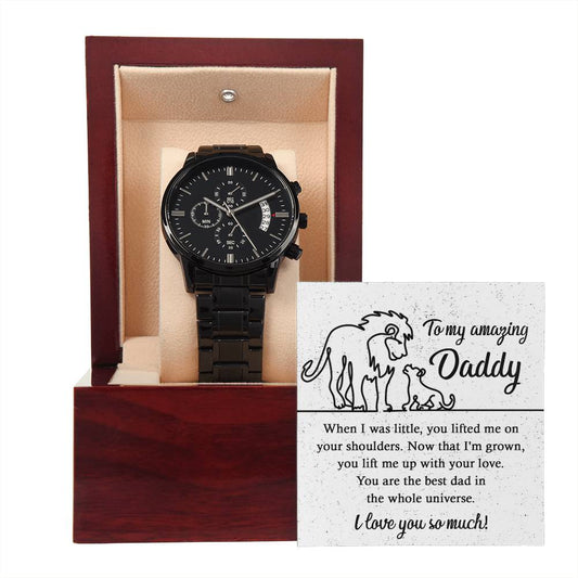 You Lift Me Up - Black Chronograph Watch For Dad