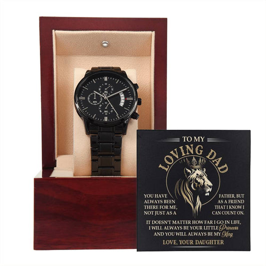 Always Your Little Princess - Black Chronograph Watch For Dad